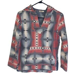 Faherty Women's Poncho Size S Hooded Beach Boho Travel Vacation Festival Tribal